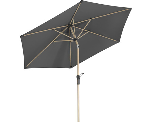 Sonnenschirm Kurbelschirm Schneider Cordoba Ø 270 cm Polyester (PES) anthrazit Rechteckiger Gartenschirm mit hellem Gestell