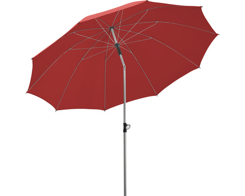 Sonnenschirm Mittelstockschirm Schneider Locarno Ø 220 cm Polyester (PES) rot Roter Gartenschirm mit Metallgestell und Kurbelmechanismus