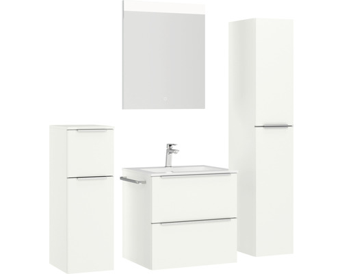 Badezimmer Set mit Waschtisch, Spiegelschrank und Hochschränken