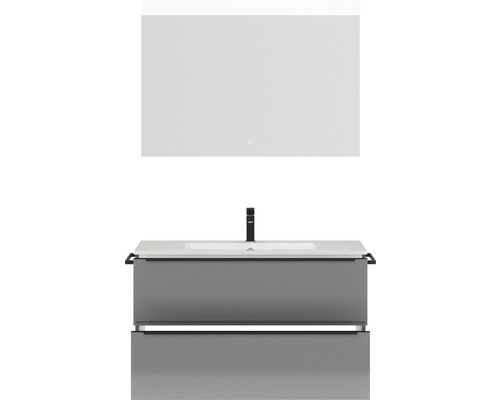 Badezimmerwaschtisch mit Unterschrank und Spiegel