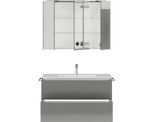 Badezimmermöbel-Set mit Waschbeckenunterschrank, Waschbecken und Spiegelschrank