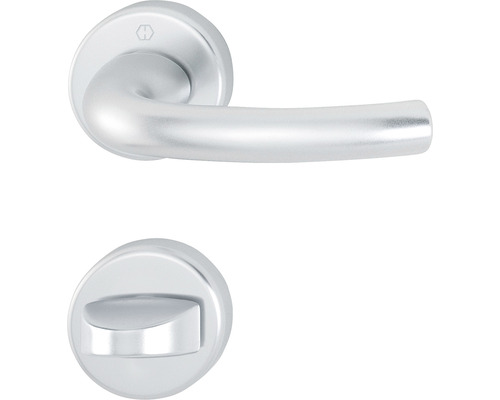Rosettengarnitur WC Hoppe 12150125 Tokyo 1710/42KV/42KVS Alu F1 eloxiert Türdrückergarnitur mit Drehriegel für Badezimmer- und Toilettentüren
