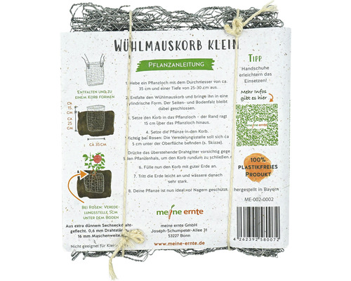 Wühlmauskorb klein mit Pflanzanleitung zum Schutz vor Nagern