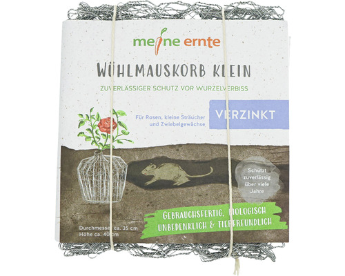 Wühlmauskorb Schutzkorb meine ernte verzinkt klein 35 x 40 cm gegen Wurzelverbiss für Bäume, Sträucher, Zwiebelgewächse und Rosen , Wühlmausschutzgitter 100 % plastikfrei