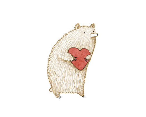 Illustration eines Bären, der ein Herz hält
