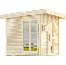 Saunahaus Weka Kuopio inkl.9 kW Ofen u.ext.Steuerung mit Fenster und Holztüre mit Isolierglas wärmegedämmt