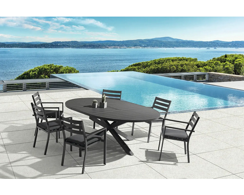 Gartenmöbelset Destiny ARONA 6 -Sitzer bestehend aus: 6 Sessel, Tisch Aluminium anthrazit