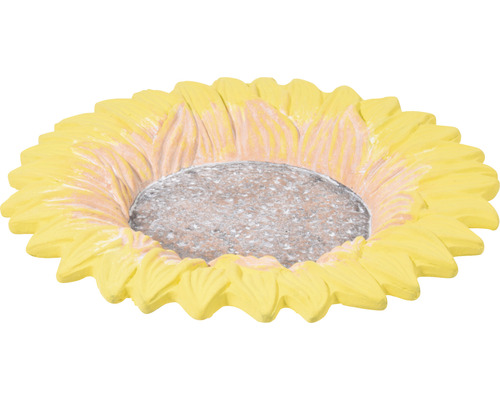 Vogeltränke Insektentränke DOBAR Fiore rund Keramik gelb grau ca. 30 x 30 x 4 cm Dekorative Sonnenblume aus Keramik