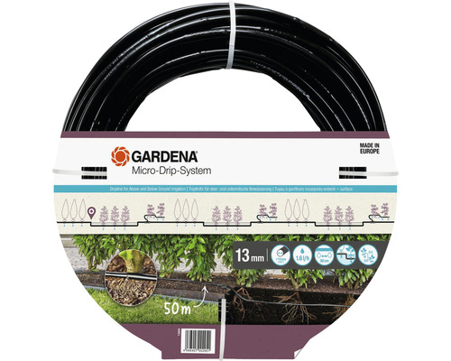 GARDENA Micro-Drip-System Tropfrohr 1,6 l/h, 50 m Gardena Micro-Drip-System Tropfrohr zur ober- und unterirdischen Bewässerung, 13 mm Durchmesser, 50 Meter Länge