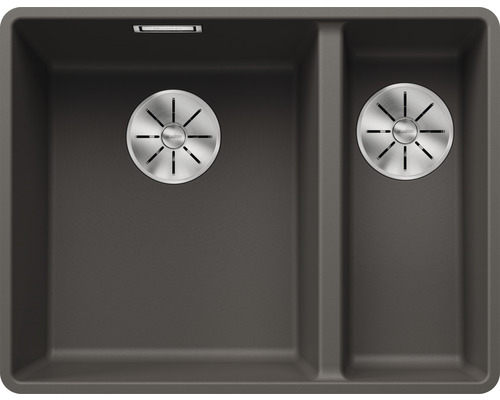 Spüle Blanco SUBLINE 340/160-F 552 x 427 mm vulkangrau 527344 1 Spülbecken Flächenbündig Flächenbündige Optik Ohne Tropffläche Becken links Mit Restebecken Spüle mit zwei Becken