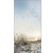 Dekoratives Wandbild mit Strandmotiv, Dünen und Vogelschwarm