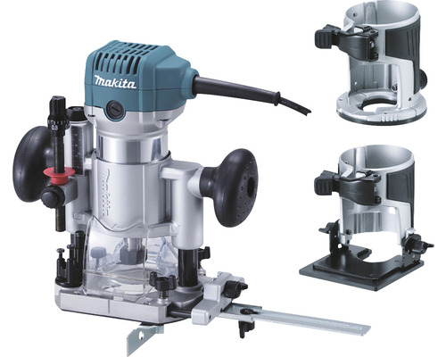 Makita Oberfräse mit verschiedenen Fräsfüßen