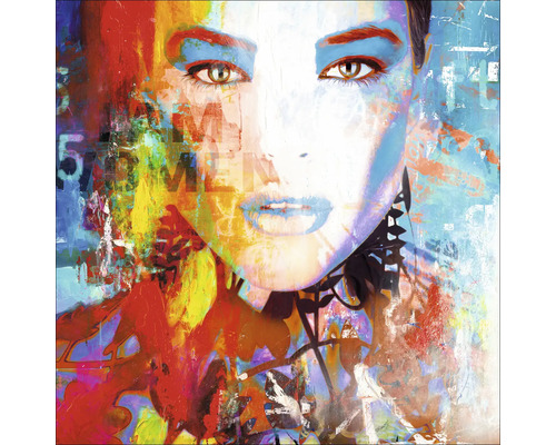 Glasbild Colorful Woman IV 20x20 cm