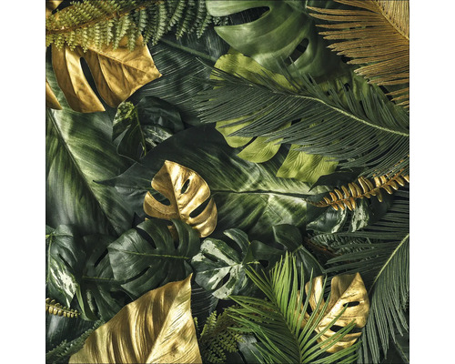 Glasbild Green-Gold Foliage 20x20 cm