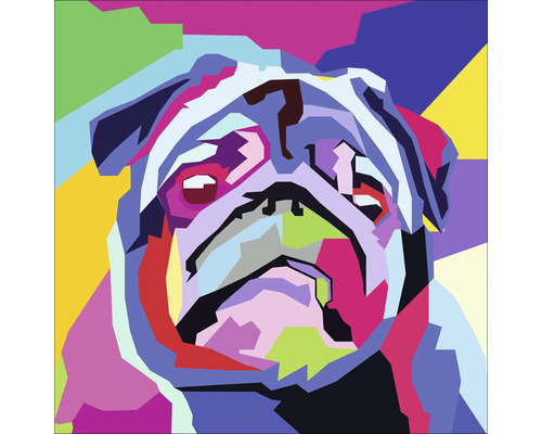 Glasbild Colored Pug 30x30 cm