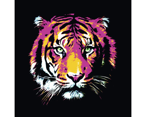 Glasbild Colored Tiger 30x30 cm