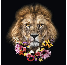 Glasbild Flowered Lion 30x30 cm