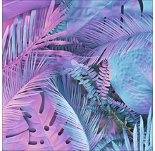 Verschiedene tropische Blätter, darunter Monstera und Palmen