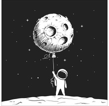 Illustration eines Astronauten, der einen Mondballon auf einer Mondoberfläche hält