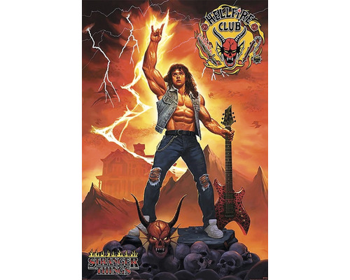Stranger Things Hellfire Club Poster mit Eddie Munson und Gitarre