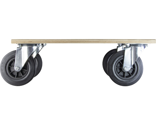Möbelroller mit vier Rollen und Holzplatte