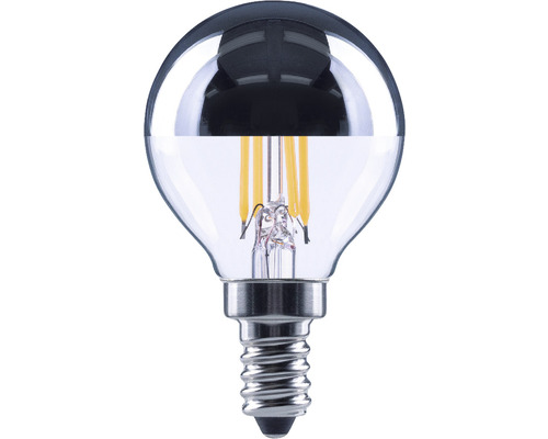 FLAIR LED Kopfspiegellampe Tropfen G45 silber E14/4W(34W) 380 lm 2700 K warmweiß Globelampe mit E14 Fassung und LED Filament Technik