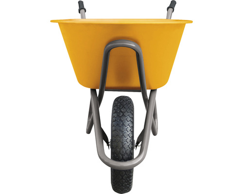 Gelbe Schubkarre mit Reifen