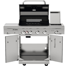 Gasgrill Nexgrill 4 Brenner+Rückbrenner+Seitenbrenner schwarz inkl. Ablage,Deckelthermometer,Fettauffangschale,Grillrost,Hitzebeständiger Griff,Rückwandbrenner,Seitenablage,Seitentisch,Warmhalterost Grillrost Gusseisen emailliert