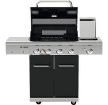 Gasgrill Nexgrill 4 Brenner+Rückbrenner+Seitenbrenner schwarz inkl. Ablage,Deckelthermometer,Fettauffangschale,Grillrost,Hitzebeständiger Griff,Rückwandbrenner,Seitenablage,Seitentisch,Warmhalterost Grillrost Gusseisen emailliert