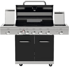 Gasgrill mit Unterschrank und geöffnetem Deckel