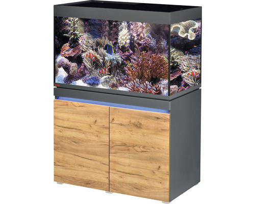Aquariumkombination EHEIM incpiria 330 marine mit LED-Beleuchtung, Förderpumpe und beleuchtbaren Unterschrank graphit/Eiche