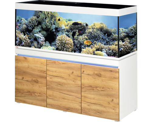 Aquariumkombination EHEIM incpiria 530 marine mit LED-Beleuchtung, Förderpumpe und beleuchtbaren Unterschrank alpin/Eiche