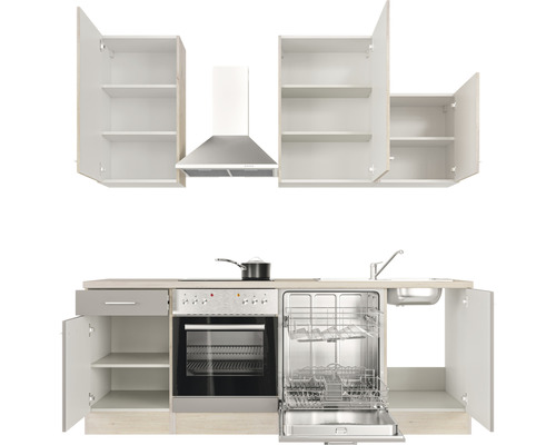 Flex Well Küchenzeile mit Geräten Riva 220 cm Frontfarbe | HORNBACH