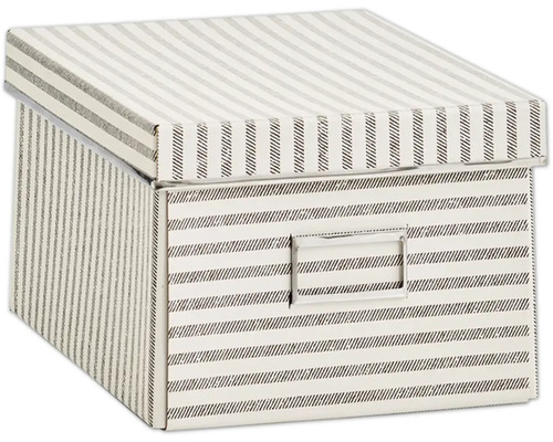 Aufbewahrungsbox "Stripes", Pappe, beige 15x21x28 cm