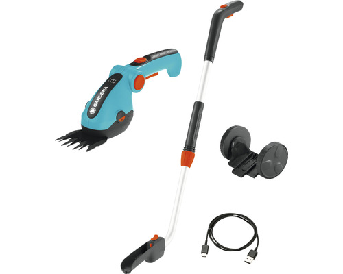 Akku Grasschere GARDENA ComfortCut Li 3,0Ah inkl. USB-C Ladekabel & Fahrstiel Gardena Akku-Grasschere Set mit Zubehör