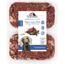 Tackenberg Barf Komplettmenü vom Wild mit Birne und Waldfrüchten für Hunde in der Verpackung