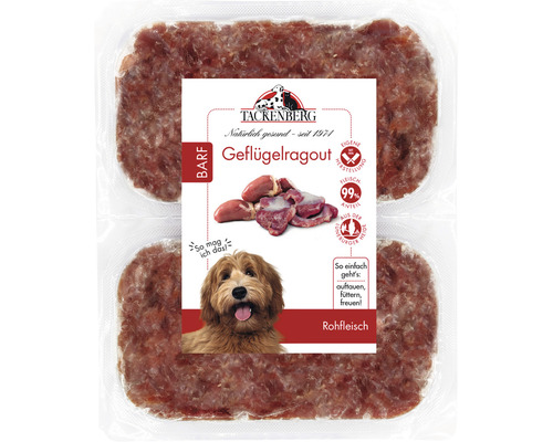 Rohfuttermittel Hundefrostfutter BARF TACKENBERG Geflügel - Ragout 500g tiefgefroren