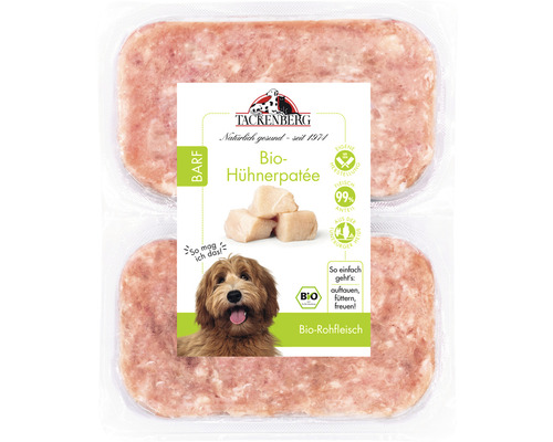 Verpackung Bio Hühnerpaté Rohfleisch für Hunde