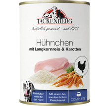 Tackenberg Hühnchen Hundefutter mit Reis und Karotten in einer Dose