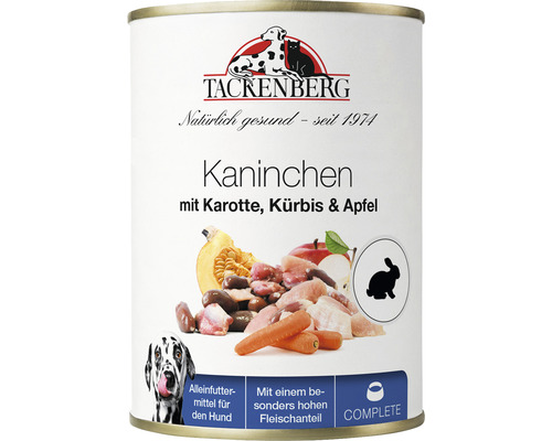 Tackenberg Hundefutter Kaninchen mit Karotte, Kürbis und Apfel in einer Dose