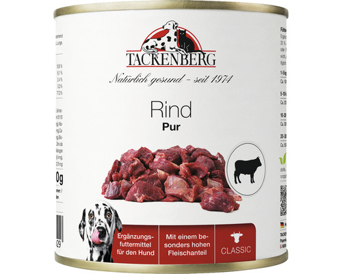 Hundefutter nass TACKENBERG Rind pur 800g