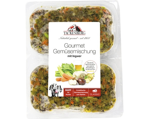 Tackenberg Gourmet Gemüsemischung mit Ingwer für Hunde in Verpackung
