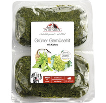 Tackenberg Grüner Gemüsehit mit Kokos, tiefgefrorenes Hunde-Ergänzungsfuttermittel in einer transparenten Verpackung
