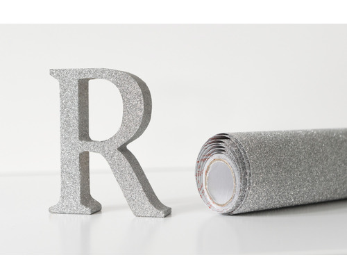 Dekofolie und Buchstabe R mit Glitzer