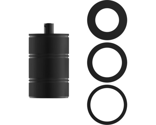 Lampenfassung alu E27 schwarz/matt Modell mit 3 Ringen Calex Creations 100x60 mm Lampenfassung mit drei Dichtungsringen