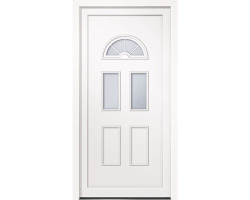 Weiße Haustür mit Glaseinsätzen