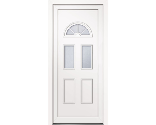 Weiße Tür mit Glaseinsätzen