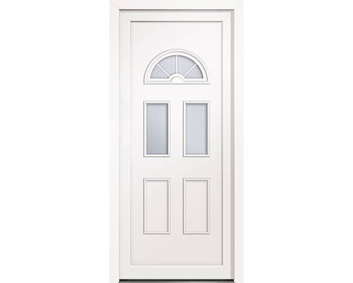 Weiße Tür mit Glaseinsätzen