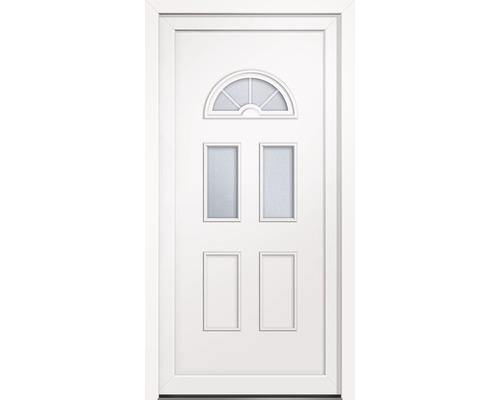 Weiße Haustür mit Glaseinsätzen