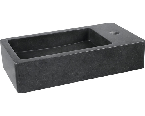 Rechteckiges Aufsatzwaschbecken aus Stein mit Hahnloch